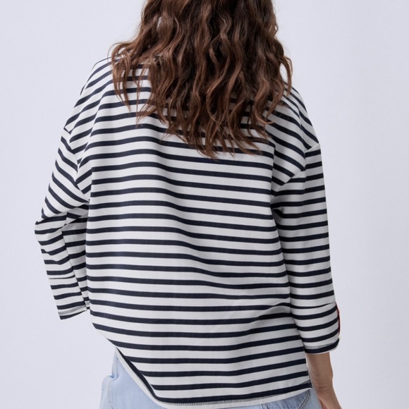 NWT Zara  Mariner Striped Top with Gold Buttons Sz. M - Picture 4 of 8